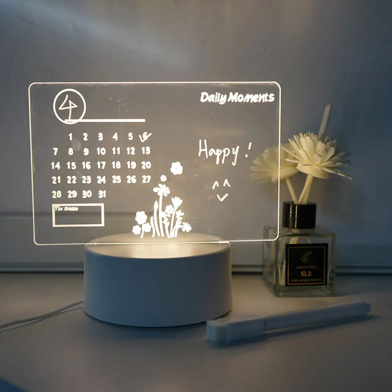 Luminária com luz de LED, calendário criativo 3D