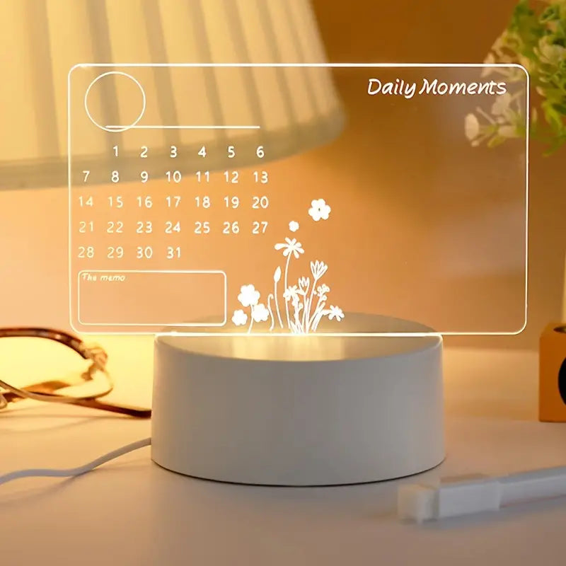 Luminária com luz de LED, calendário criativo 3D